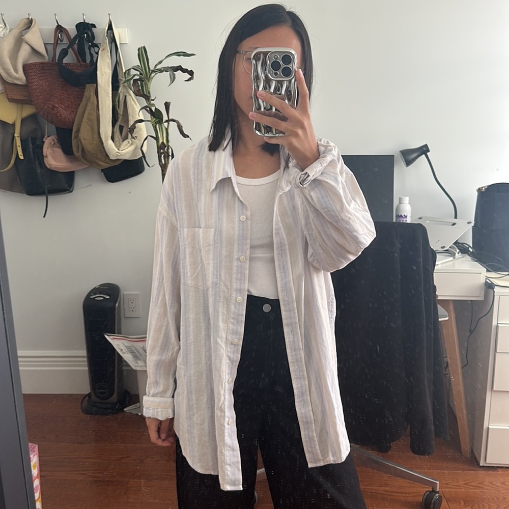 Aritzia Linen Blend Button Down